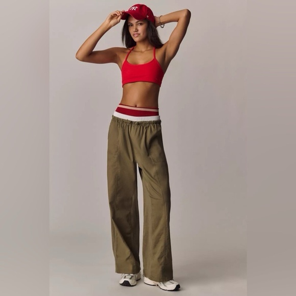 Anthropologie Daily Practice Drawstring Ruched-Ankle Wide-Leg Trousers